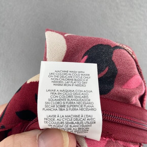 CAbi Skirt Womens 0 Corsage Red Pink Floral A Line Ruched Midi Flat Front Flowy - Picture 8 of 11